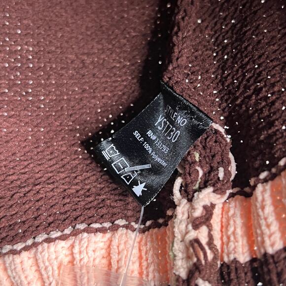 POL Star Varsity Cardigan Brown Pink Button Knit Sweater Size Small - Picture 4 of 8